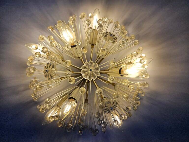 Important flush mount lamp from the middle of the last century Emil Stejnar for Rupert Nikoll. Austria, 1960s