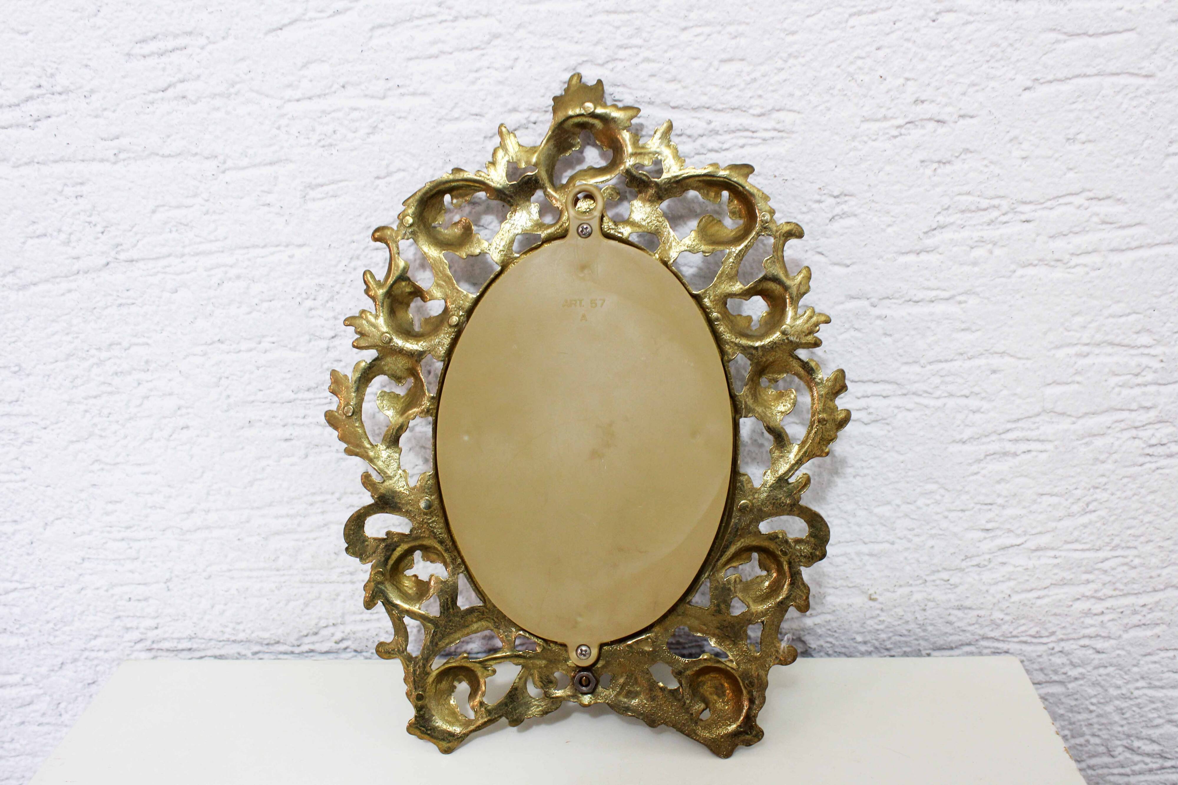 Miroir en laiton avec bougeoir
