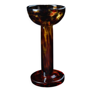 Bougeoir en verre soufflé ambré de style Art déco