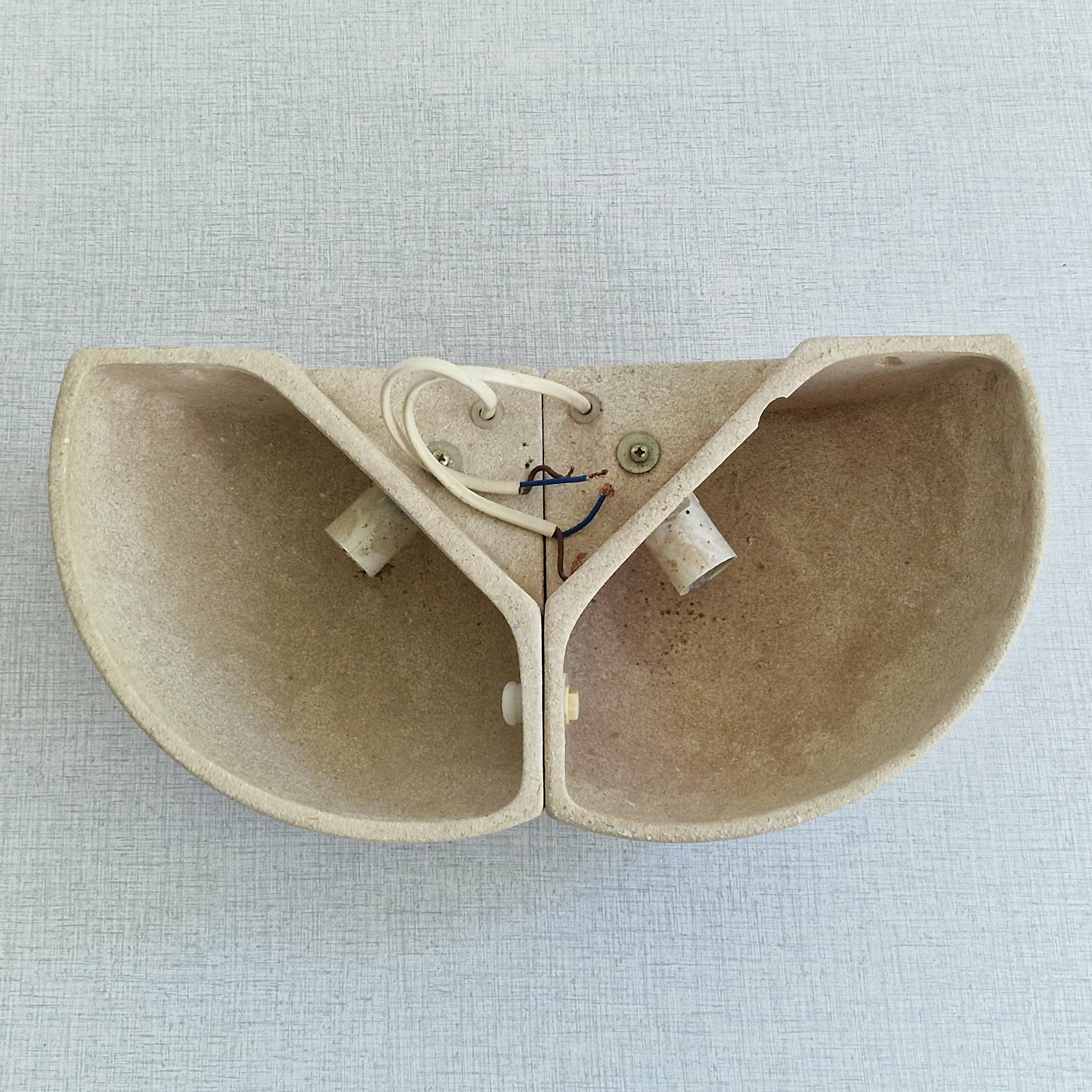 Textured ceramic corner bubble wall lamp, 1970s