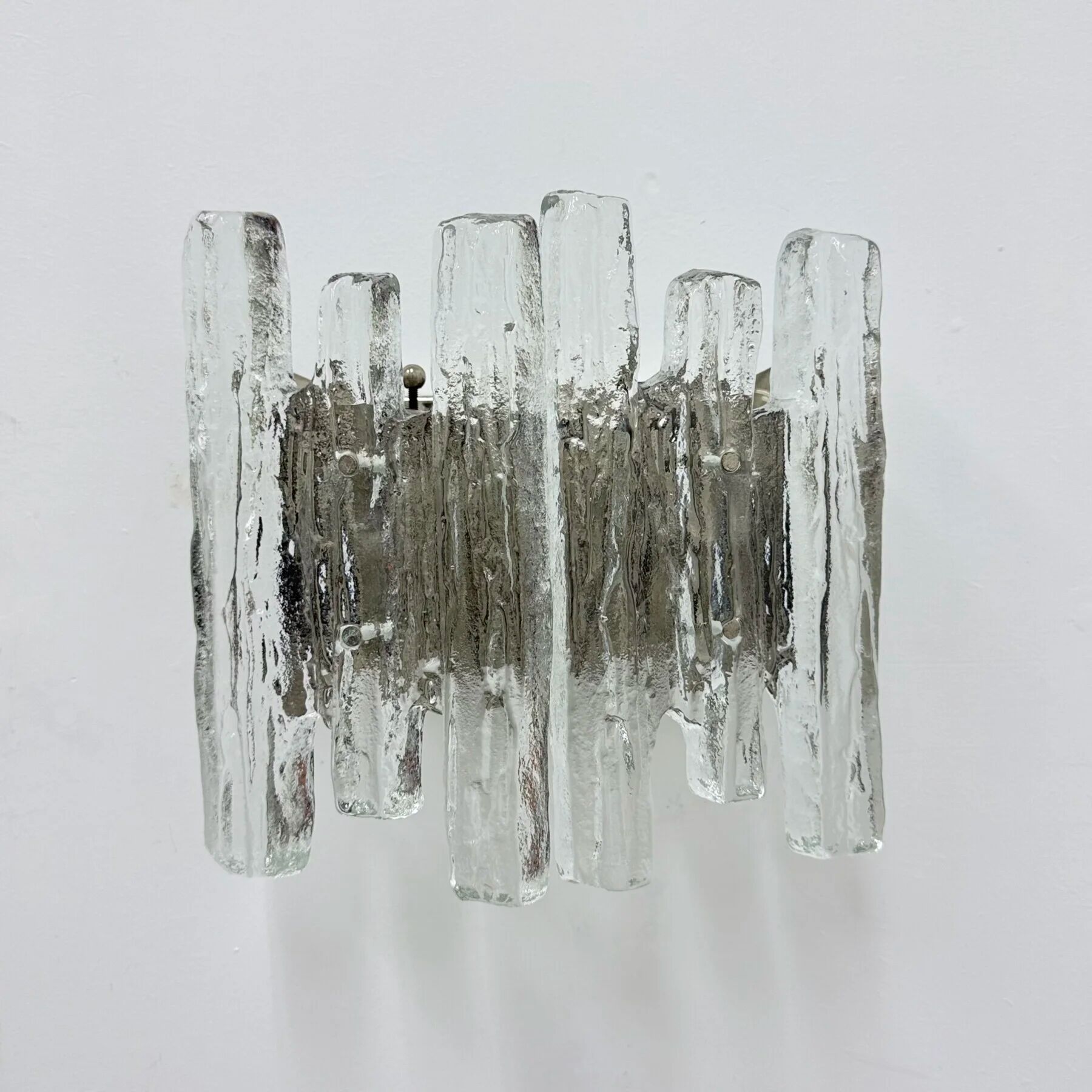 Wall sconce ice glass and metal by J.T. Kalmar for Kalmar, 60s