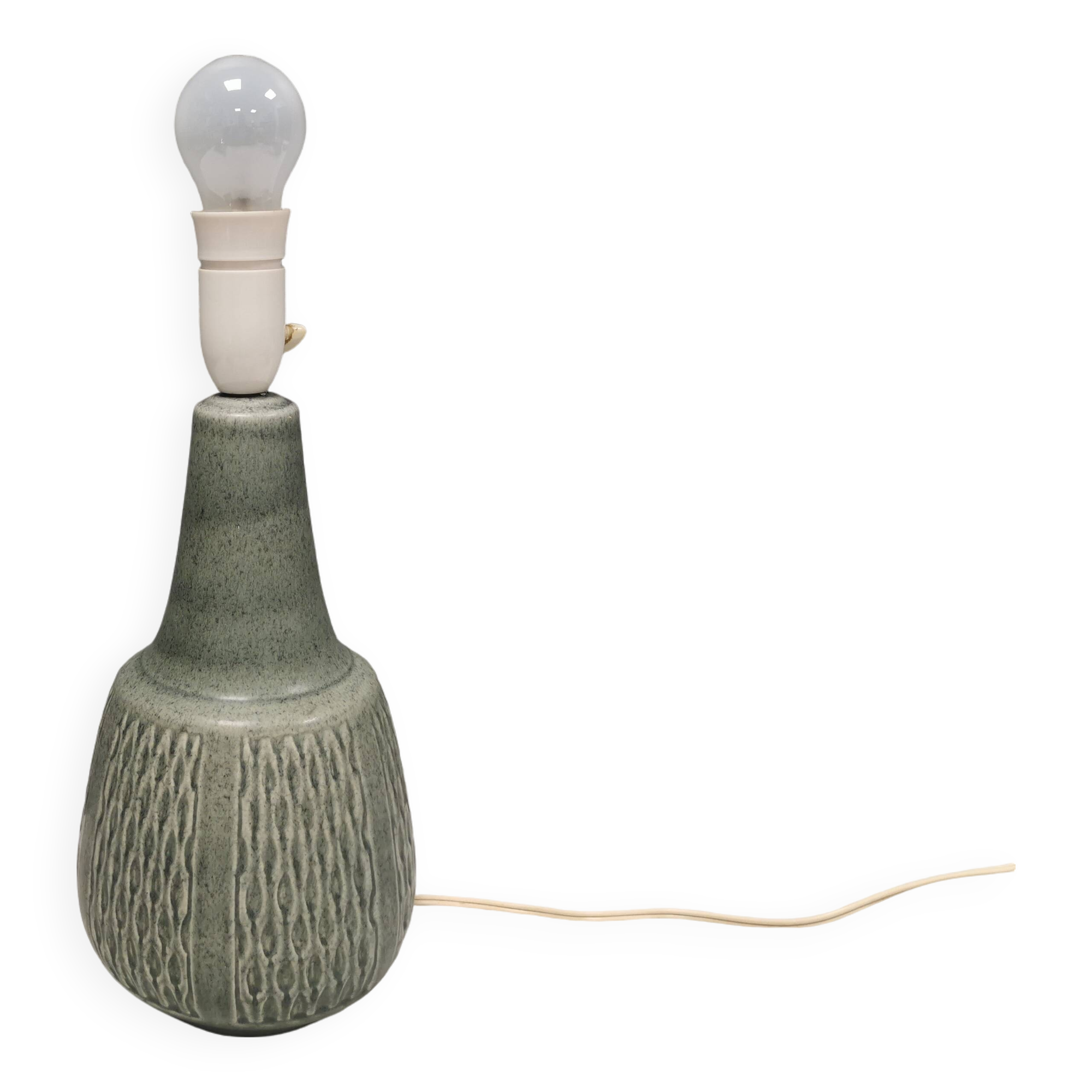 Large and beautiful table lamp in grey-green ceramic by Einar Johansen (EJ) 1970-80s.
