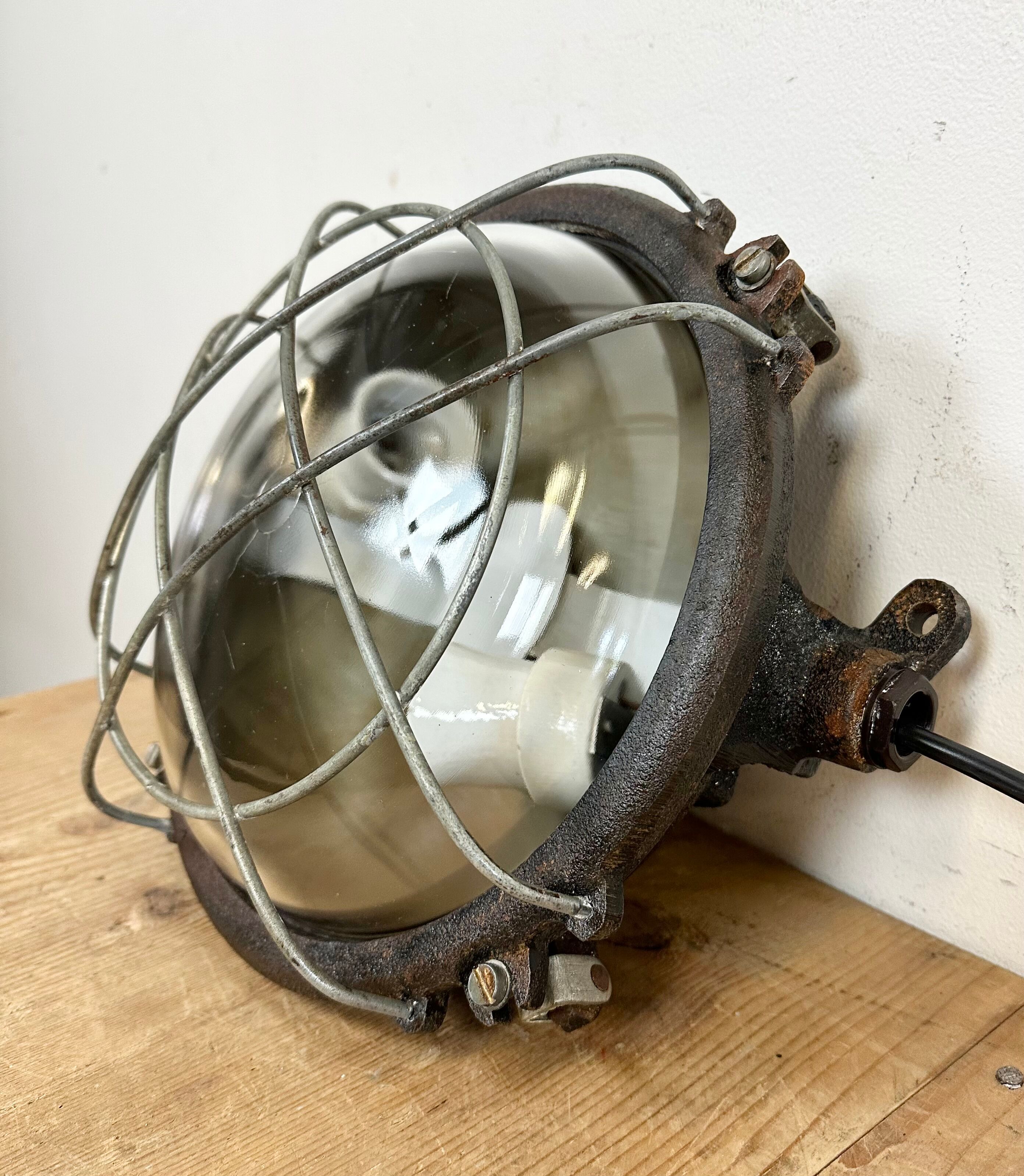 Black Industrial Cast Iron Wall or Ceiling Light from Elektrosvit, 1960s