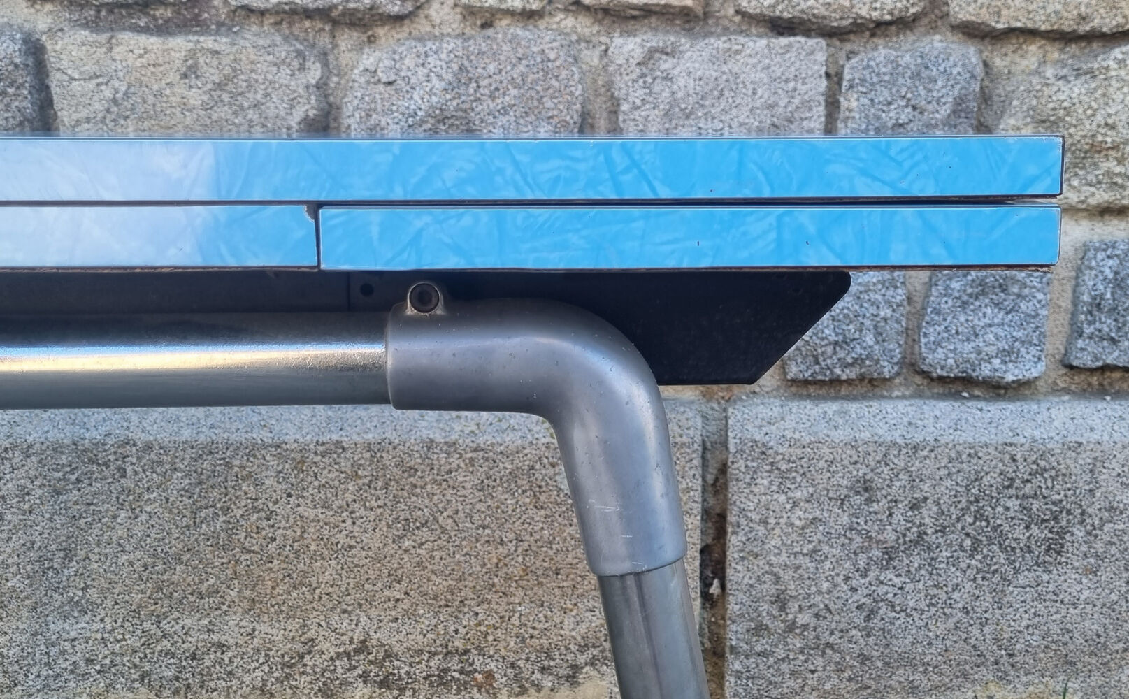 Blue formica set Jafae and its 4 vintage chairs, 70s