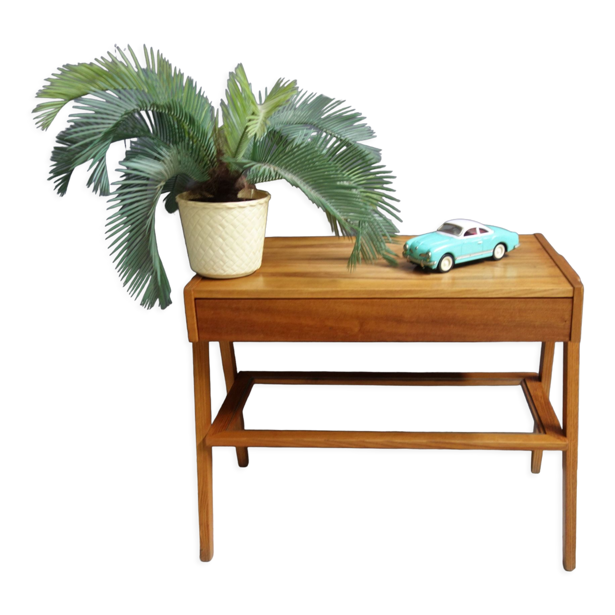 TV table with drawer and Glas tray 1970s Lanakroun Czech