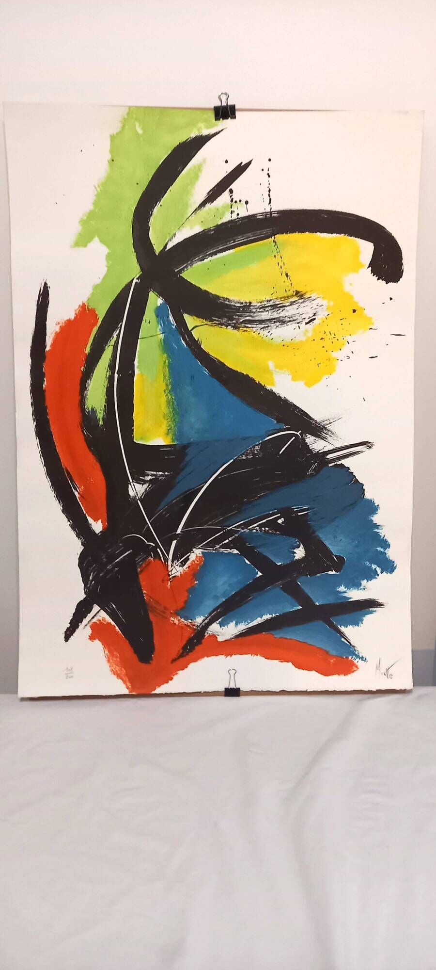 Original lithograph by Jean Miotte, abstract composition, in colors, signed by the artist