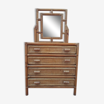 Rattan dressing table chest of drawers