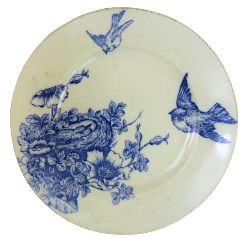 Plate iron earth decor blue birds