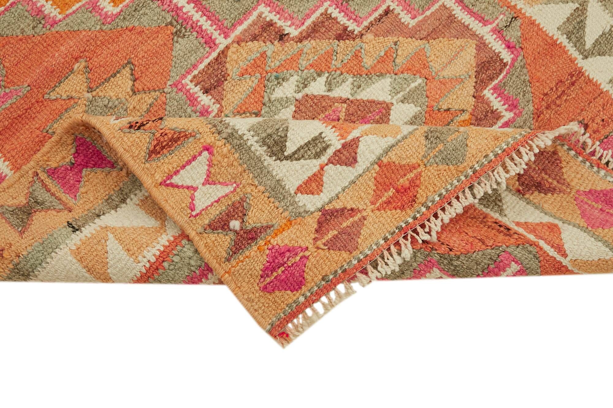 Turkish Handwoven Vintage Herki Kilim 103 cm x 351 cm