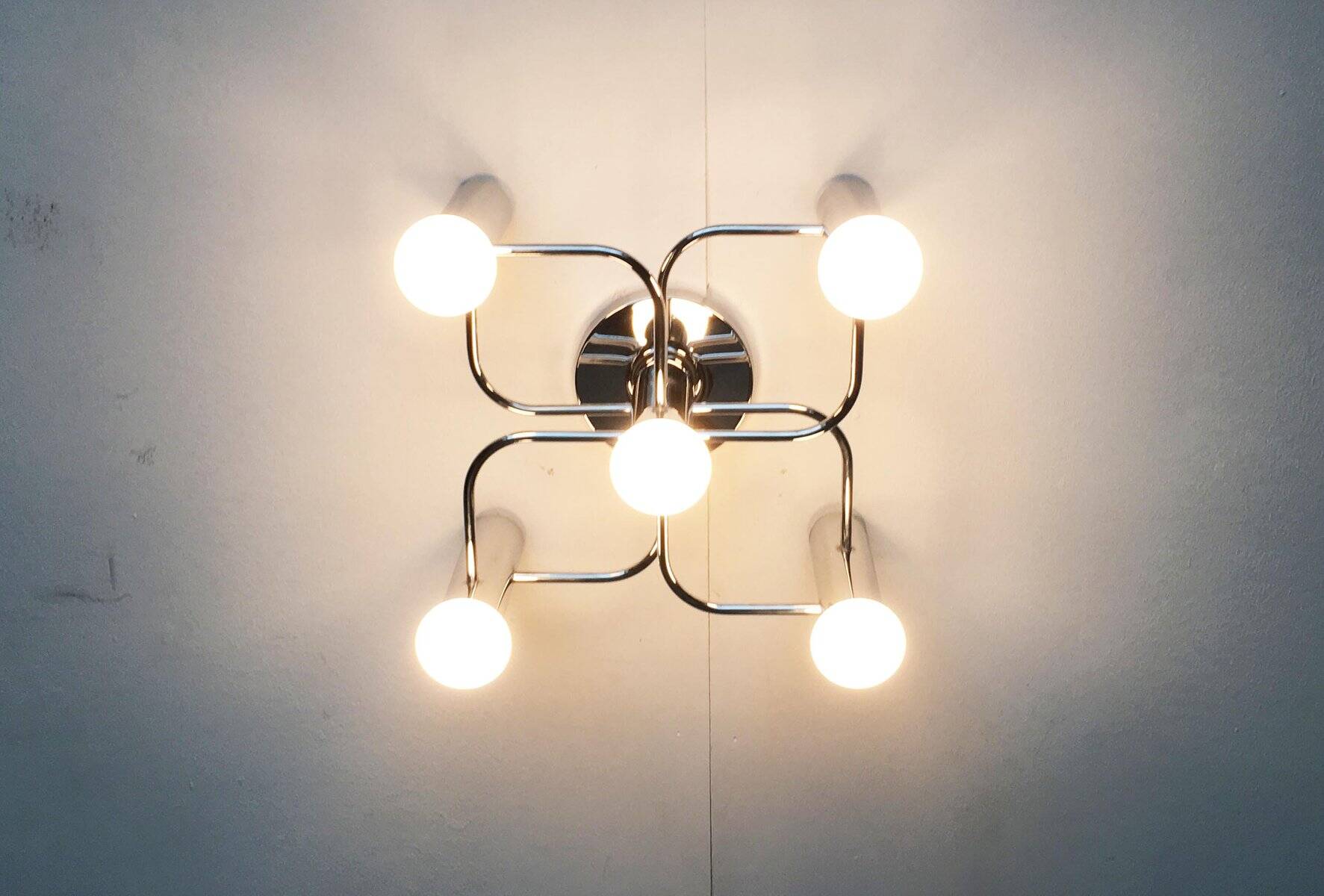 Vintage German Space Age ceiling lamp by Gaetano Sciolari for Leola, 1970s.