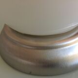 Ceiling lamp globe in white opaline and brushed metal