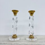 Set of 2 lucite twisted candle sticks, 1970’s