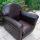 Fauteuil club en cuir bois & chiffons