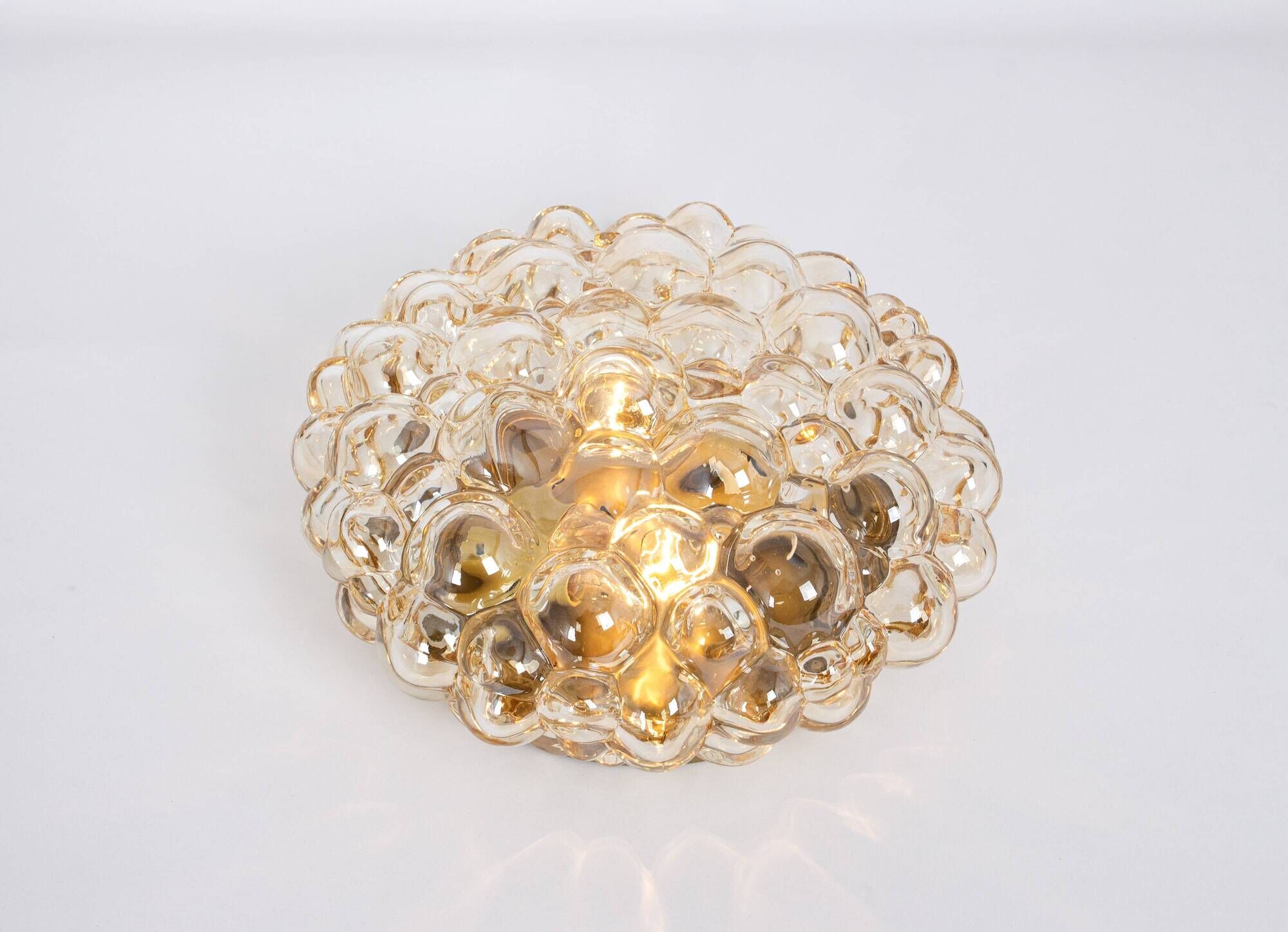 1 of 3 Large Amber Bubble Glass Sconce by Helena Tynell, Limburg, Germany