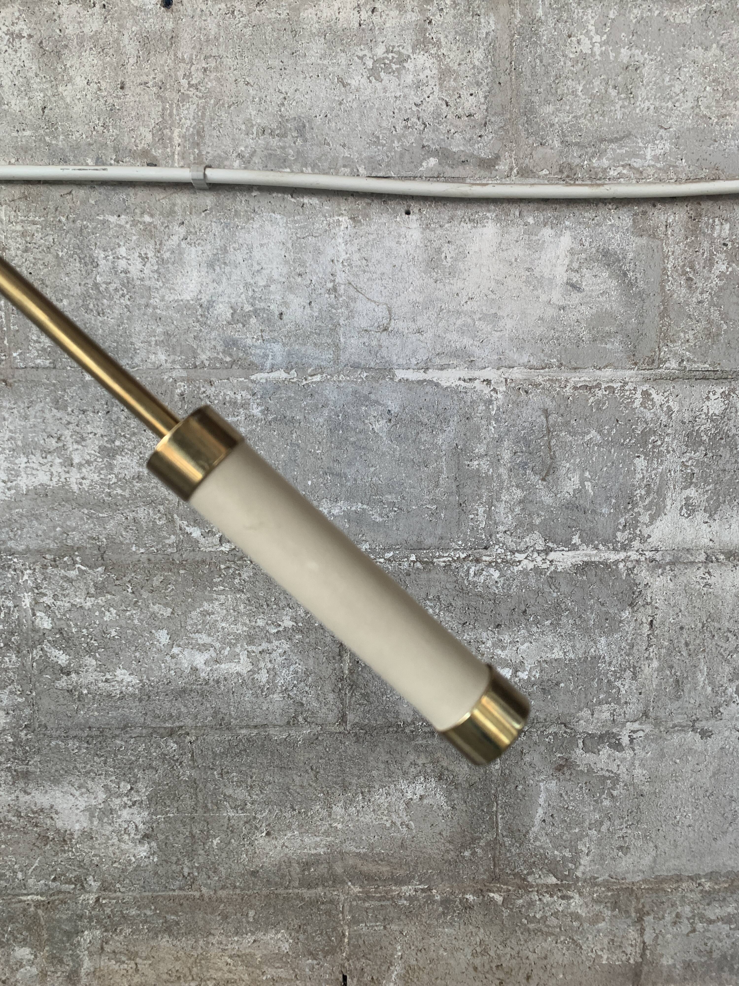 Midcentury brass and marble diablo floor lamp, Italy 1960s