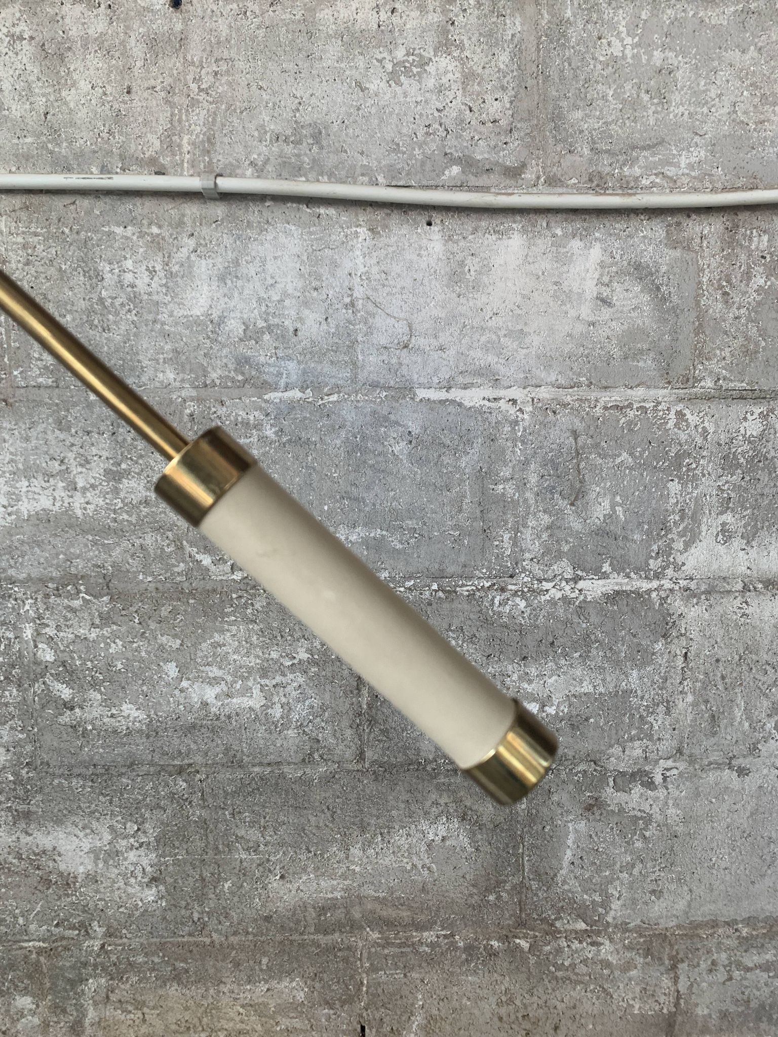 Midcentury brass and marble diablo floor lamp, Italy 1960s