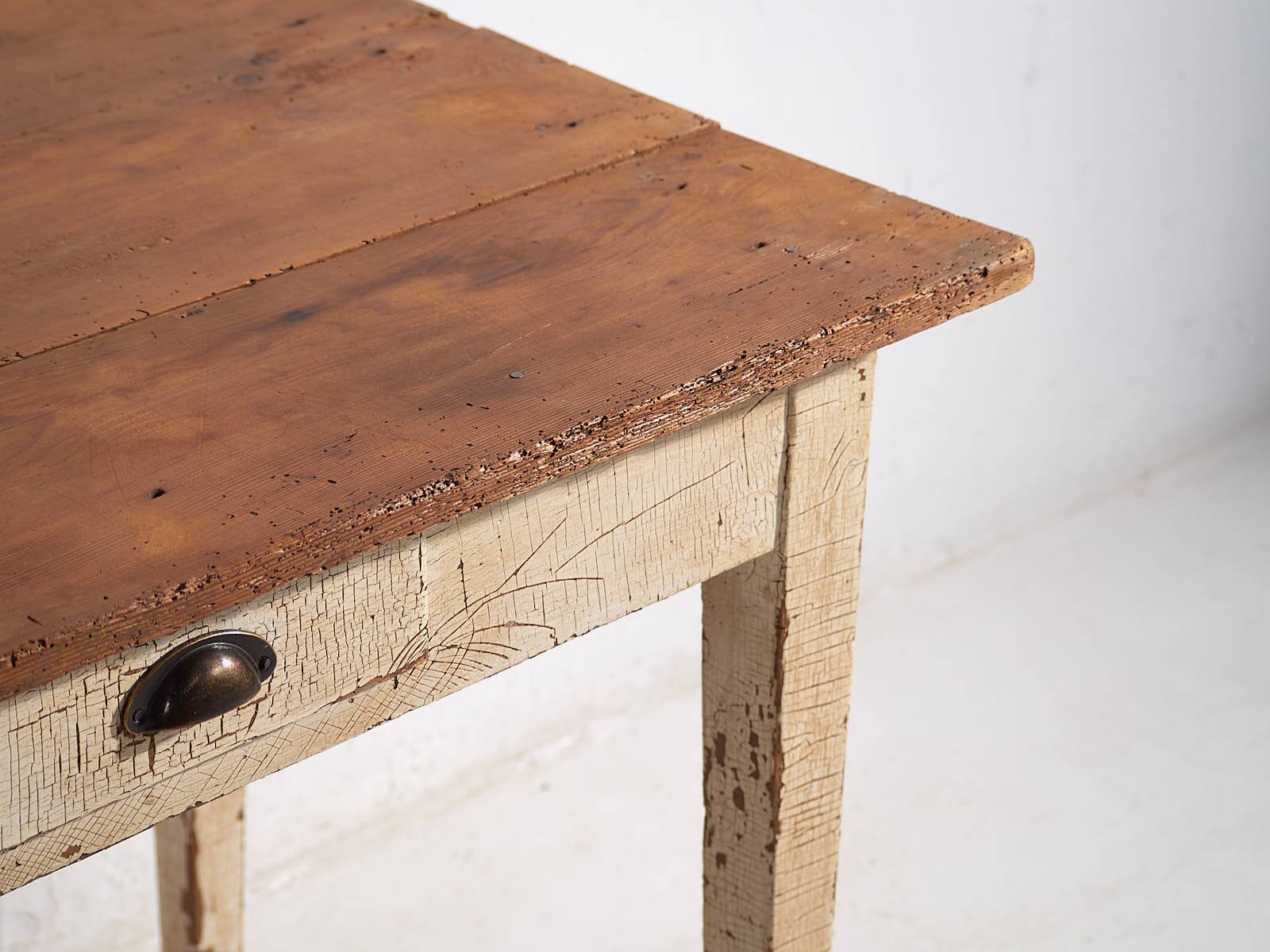 Antique white solid wood table (c.1920) #8