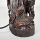 African carved ebony lamp, "Hunters, buffalo and crocodile"