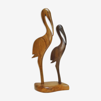 Oiseaux en bois en duo