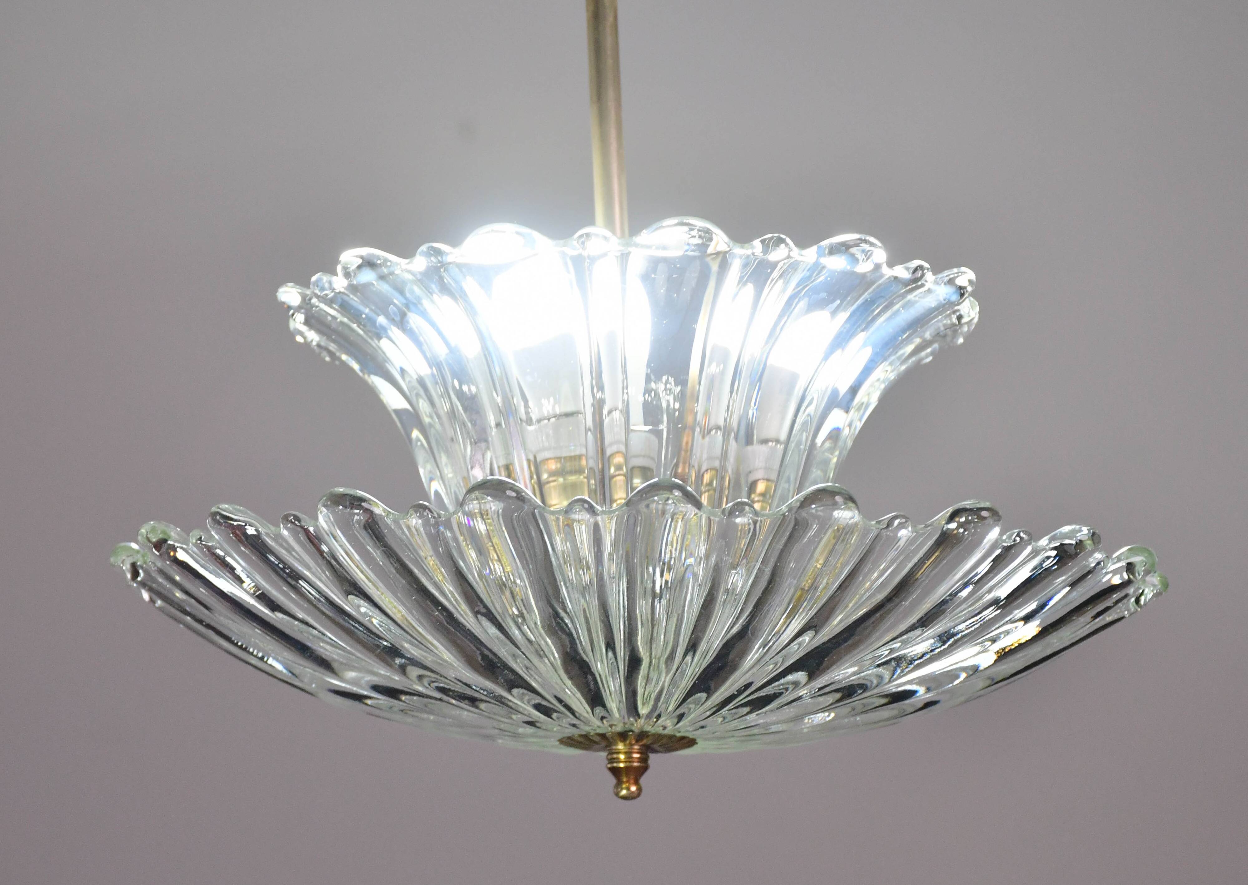 Art Deco pendant light Murano glass by Barovier, 1950