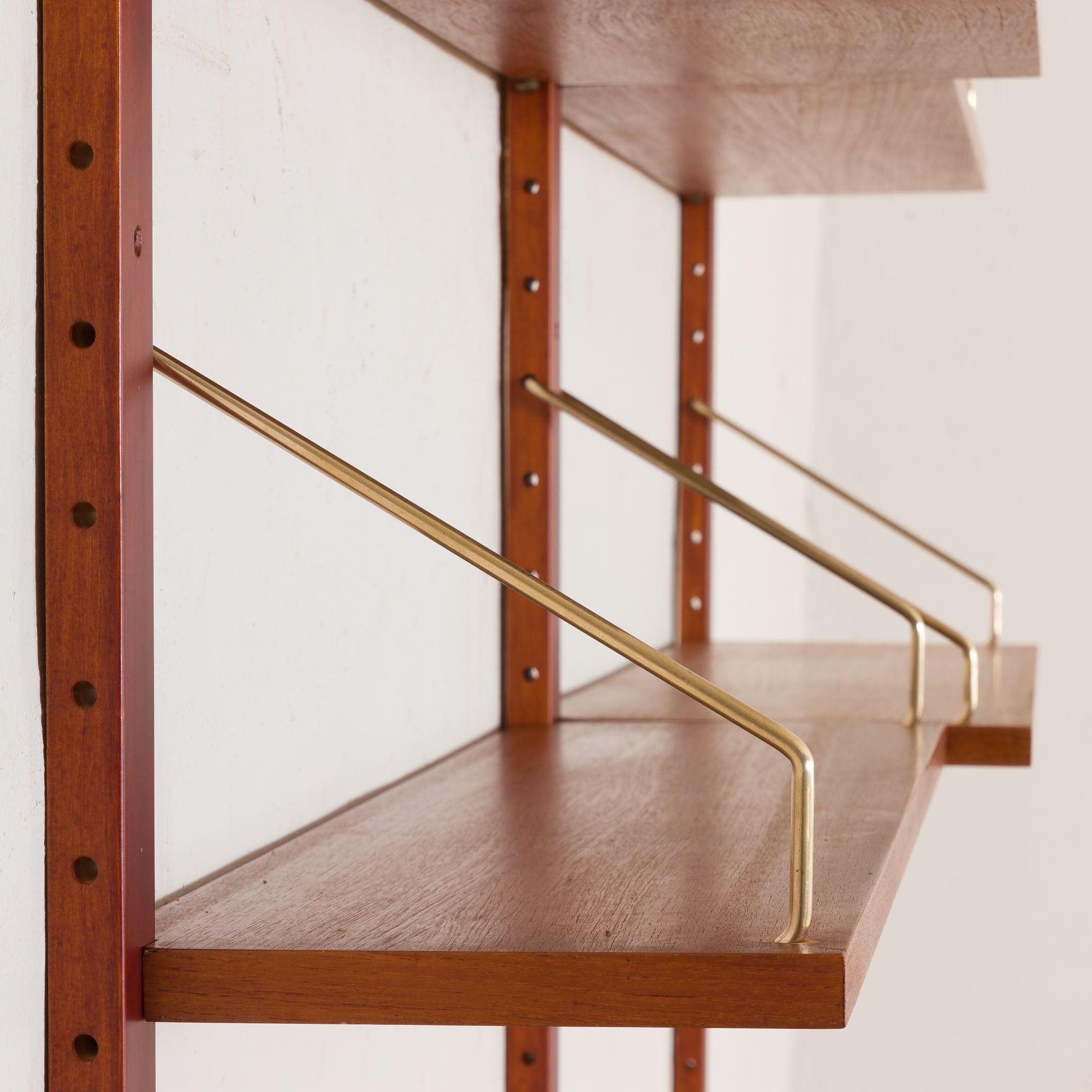 Teak wall unit 6 shelves with desk and cabinet