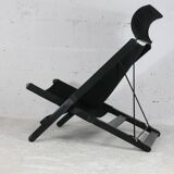 Armchair by Tord Bjorklund, black wood, steel and canvas. Ed. Ikéa, circa 1990.