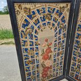 19th century black painted wooden folding screen