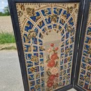 Folding screen in black-painted wood, 19th century