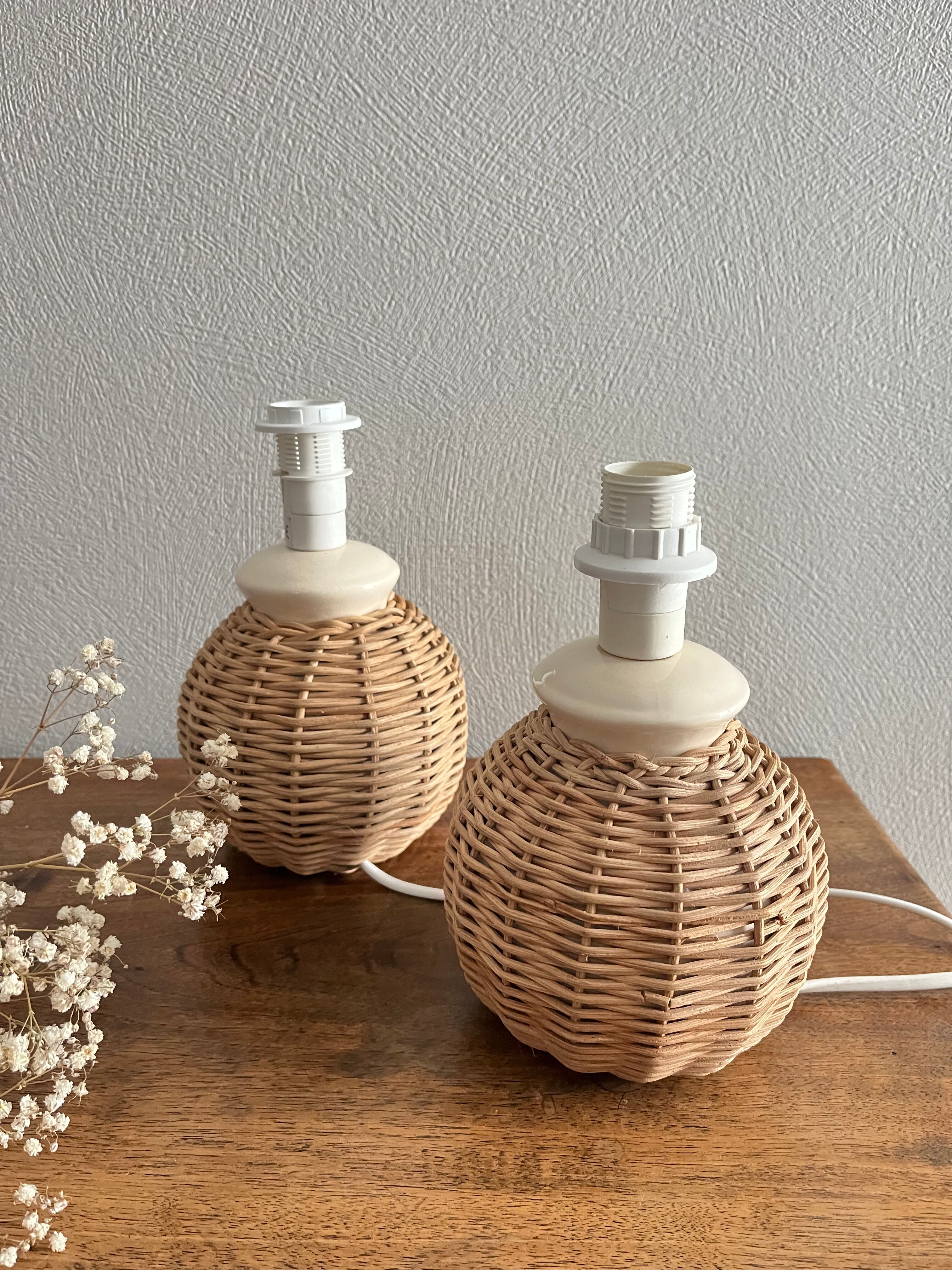 Pieds de lampes de chevet boule en rotin tressé
