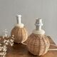 Pieds de lampes de chevet boule en rotin tressé
