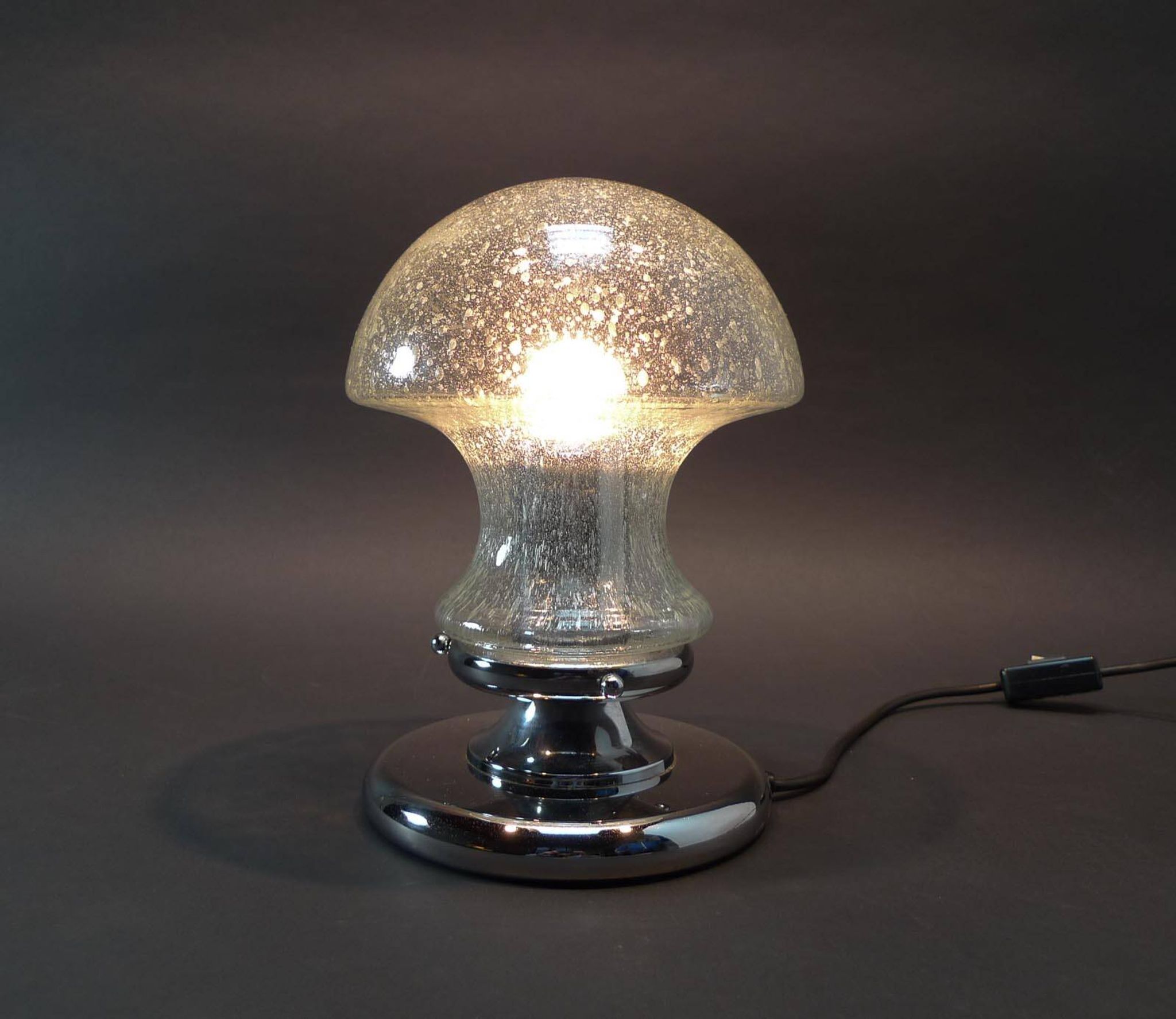 Mid-Century Chrome and Glass Mushroom Table Lamp by Baum Leuchten, 1970s