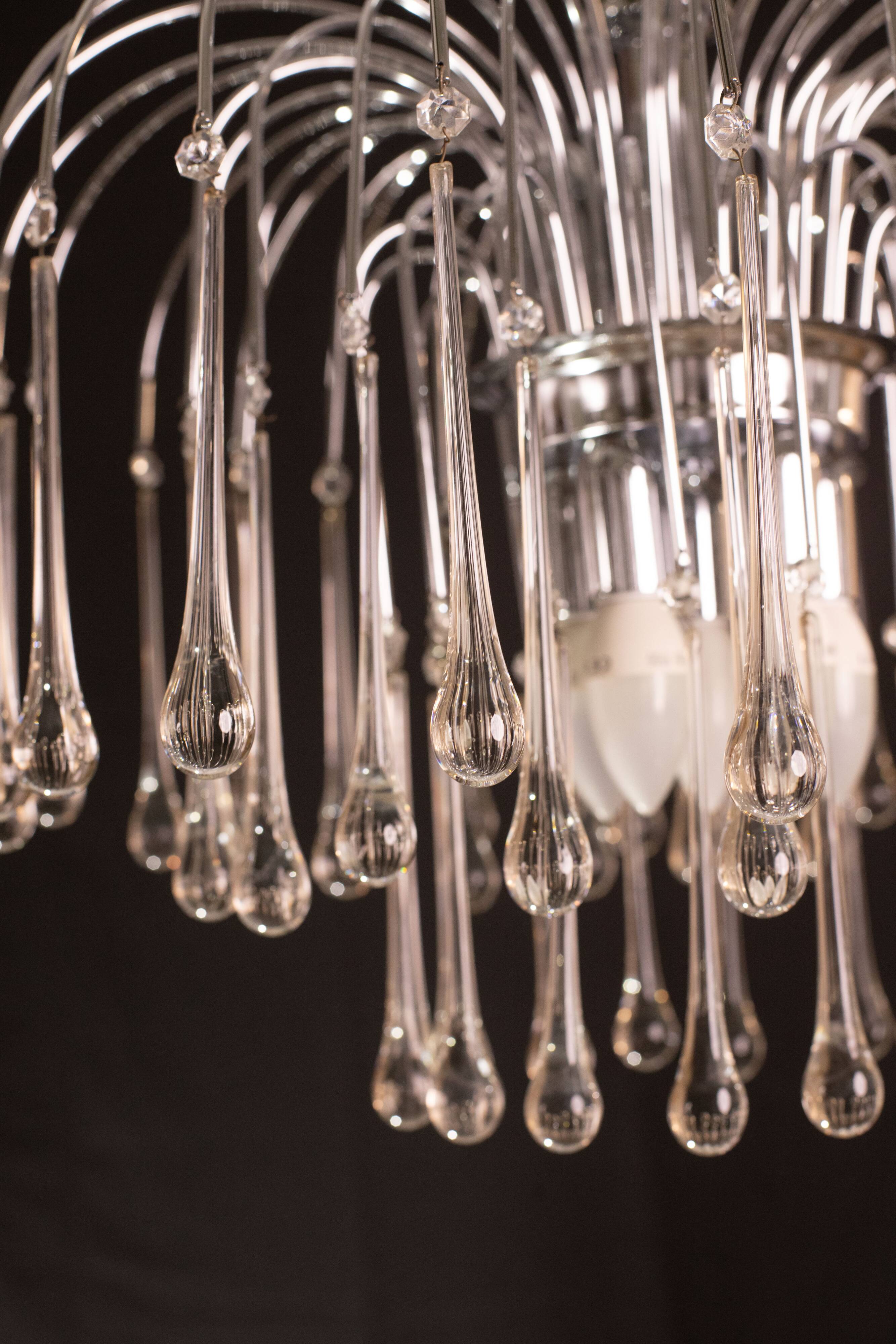 Lady Isabelle Murano Chandelier White Drops, 1980s