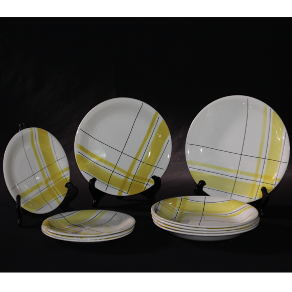 Yellow and white vintage plates Montreal 1960