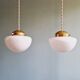 Duo of Art Deco suspensions in white opaline, 1920s-30s