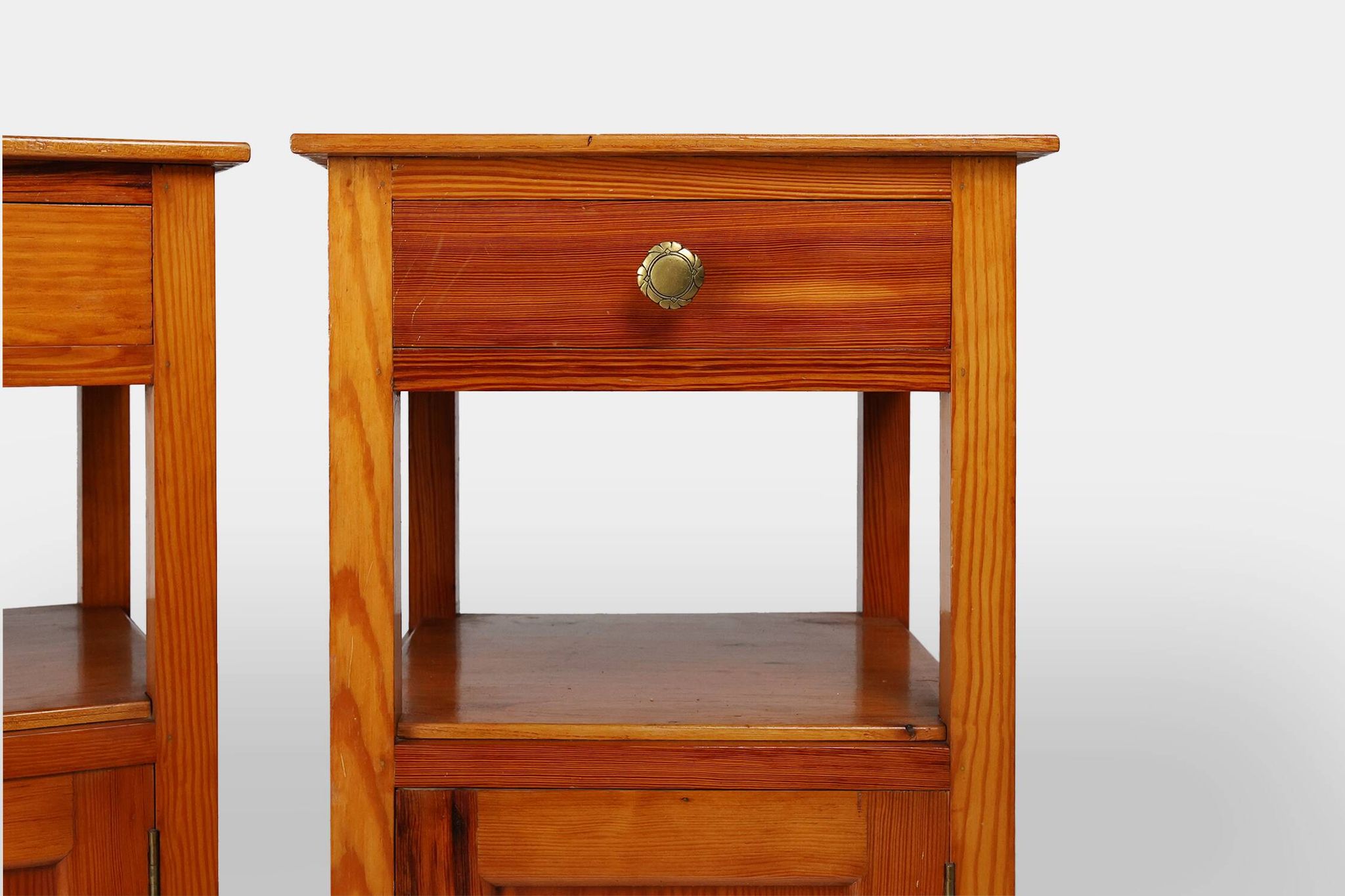Pair of Art Deco Nightstands in wood, France 1940s