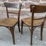 Paire de chaises de brasserie bois courbé