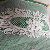 Bedspread, old crochet bedspread, openwork flowers, square mesh