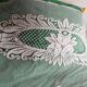 Bedspread, vintage, crocheted, floral, square mesh.