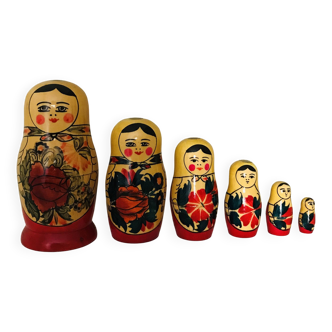Traditional vintage Russian Matryoshka dolls series of 6