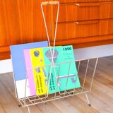 Magazine rack in gilded brass and bamboo handle, 1950