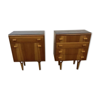 Set of 2 vintage bedside tables by Frantisek Meluzanik for Novy Domov