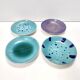 Lot de quatre vide-poches / assiettes décoratives en faïence turquoise par Albisol