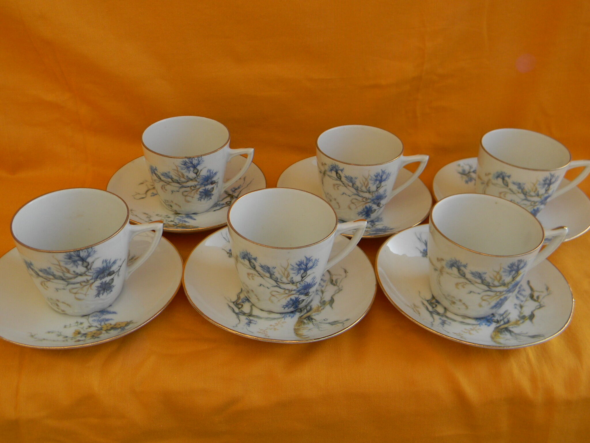 Set of 6 porcelain cups. Blueberry décor