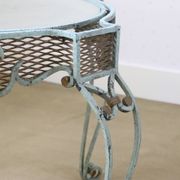 Wrought iron pedestal table mirror top 1930