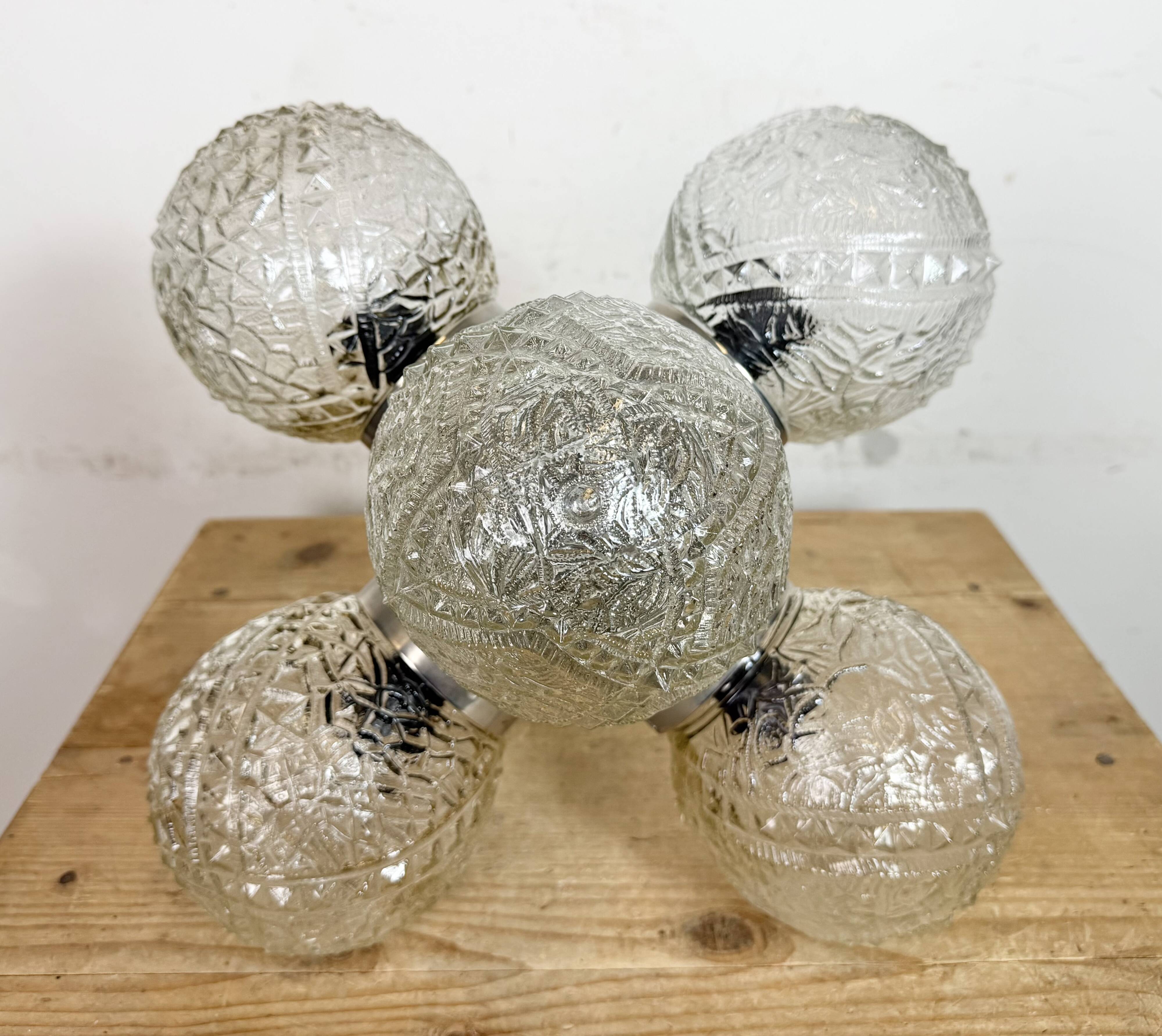 Vintage Cut Glass Chandelier from Kamenický Šenov, 1960s