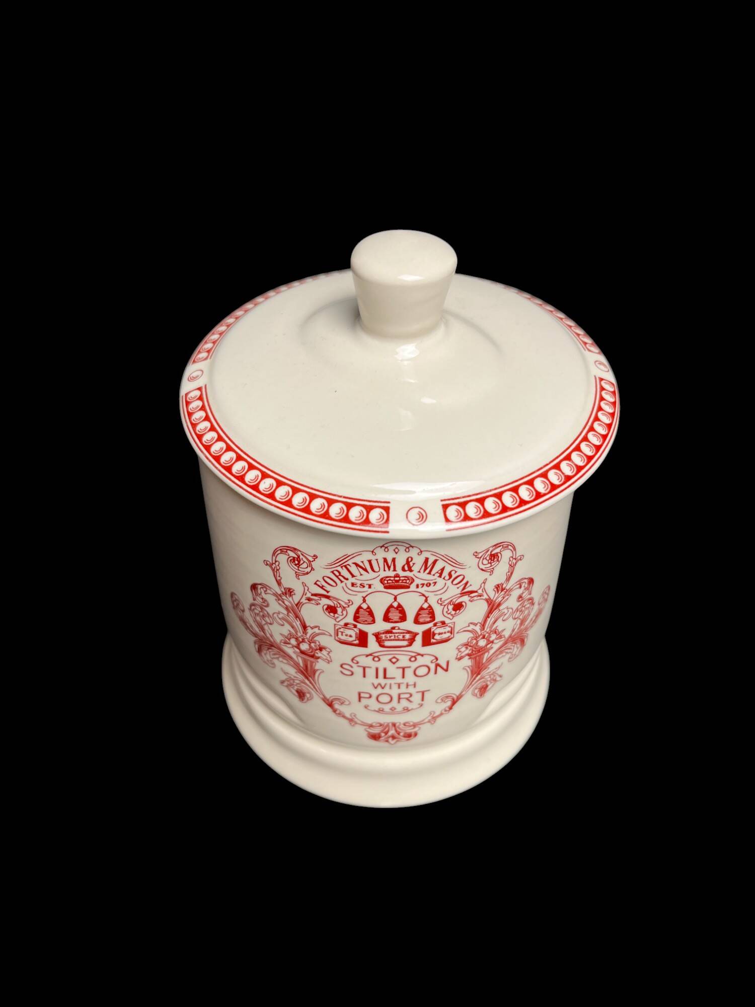 Fortnum and Mason, covered pot for Stilton candy box, 20th century