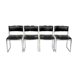 Romeo Rega, set of four chrome and leather dining chairs from 60s