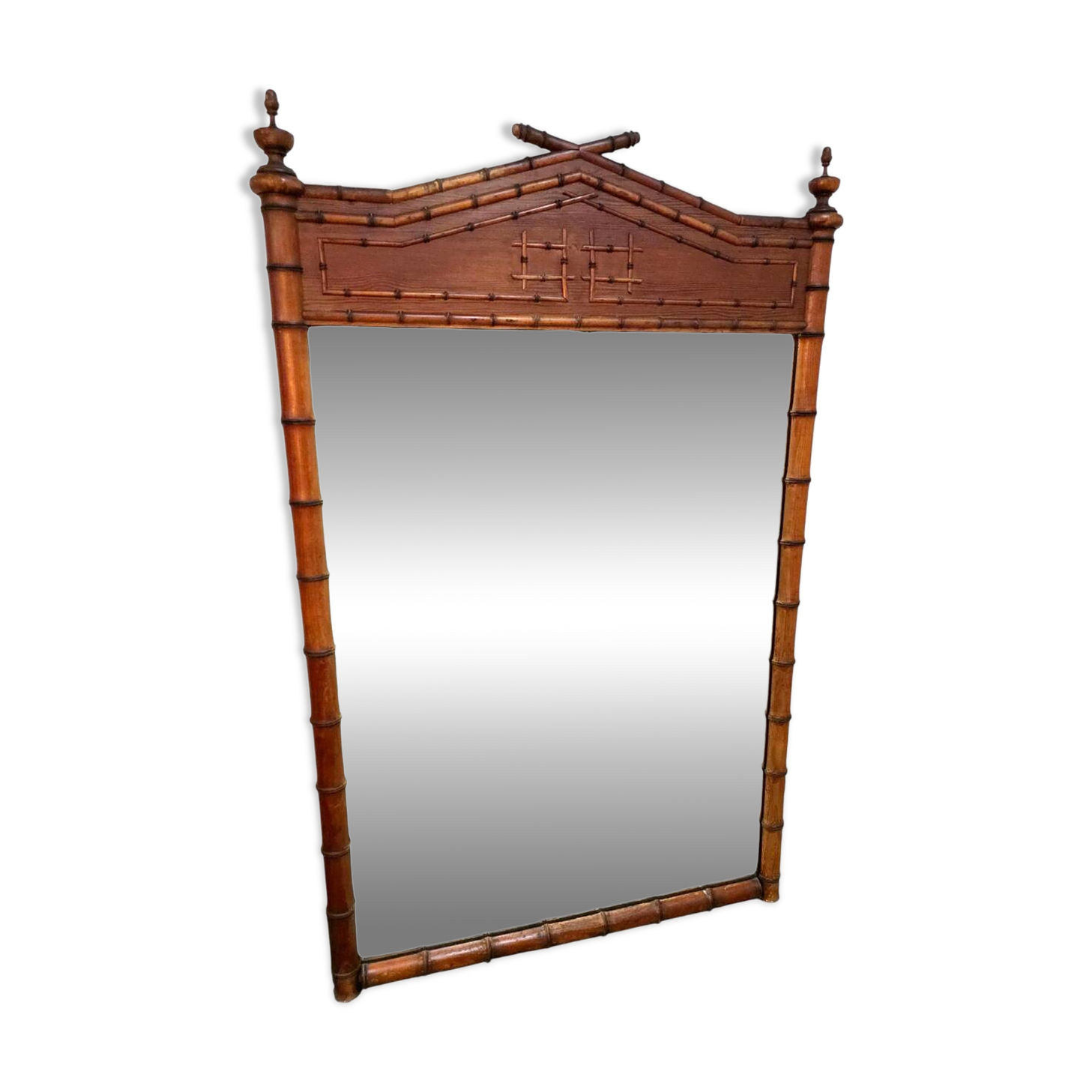 Miroir en bois bambou du XIXème , 163×105cm