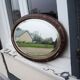 Antique Oval Beveled Mirror with Wooden Frame