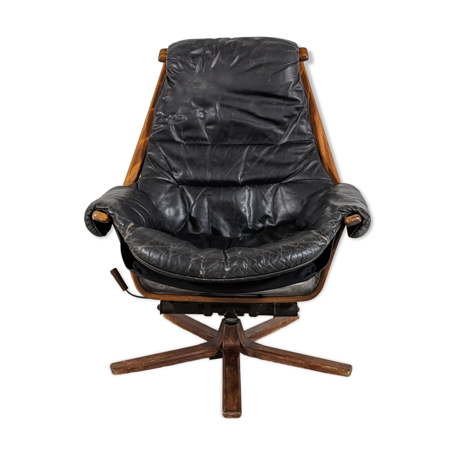 Vintage lounge armchair Gote Mobler 1960 swivel and reclining